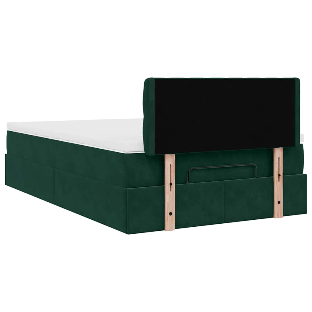 Ottoman bed met matras en LED's 120x200cm fluweel donkergroen