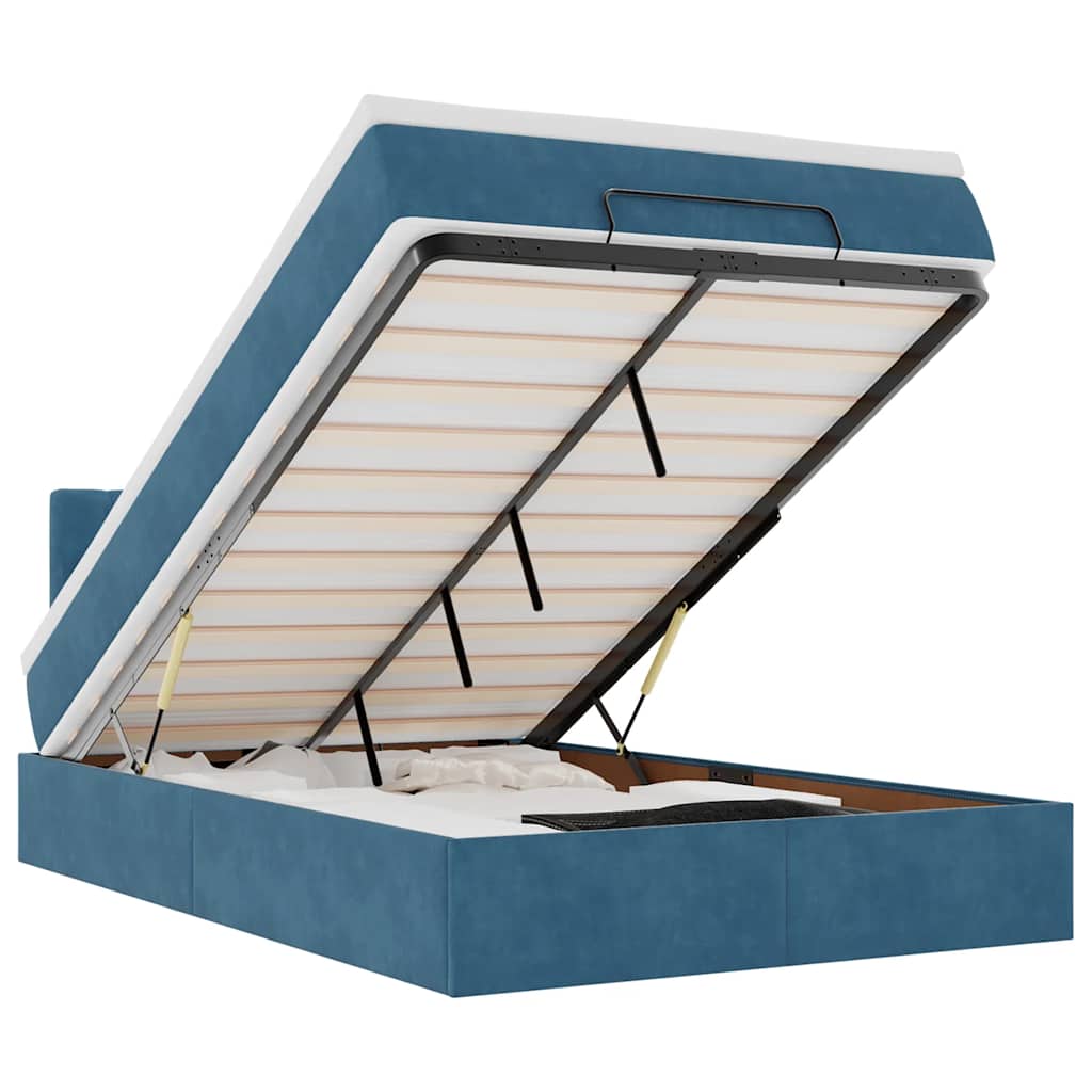 Ottoman bed met matras en LED's 120x200cm fluweel donkerblauw is nu te koop bij PeponiXL, paradijselijk wonen!