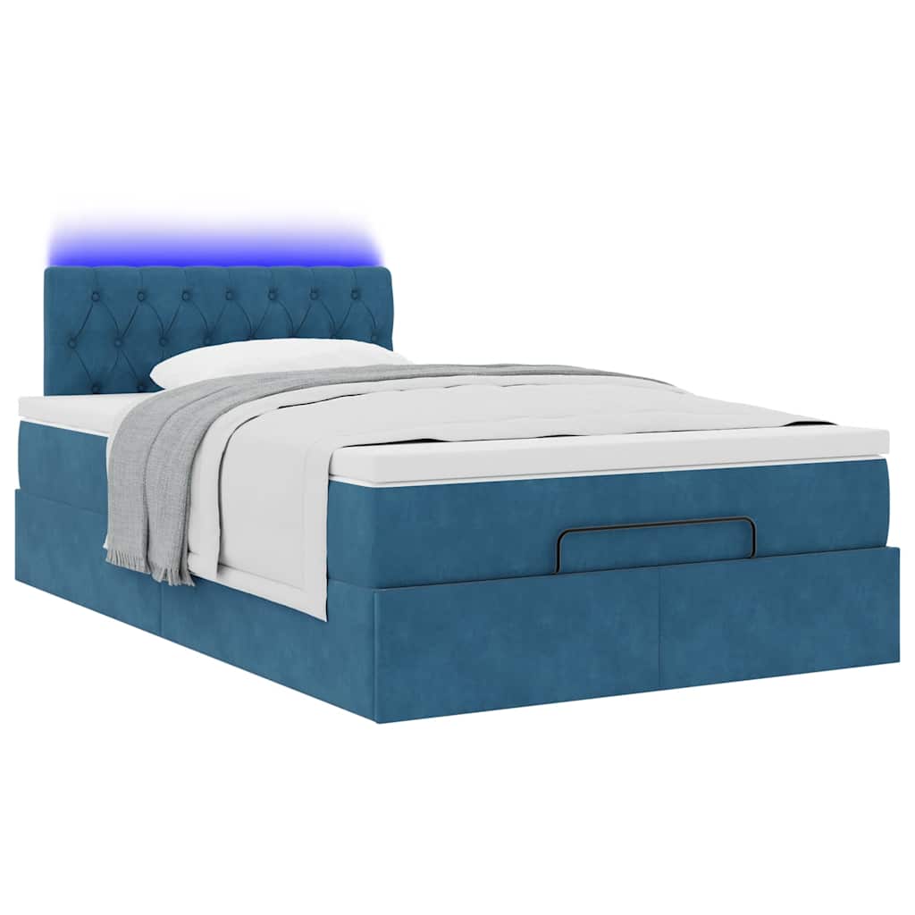 Ottoman bed met matras en LED's 120x200cm fluweel donkerblauw is nu te koop bij PeponiXL, paradijselijk wonen!