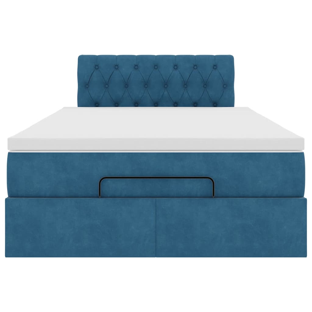 Ottoman bed met matras en LED's 120x200cm fluweel donkerblauw is nu te koop bij PeponiXL, paradijselijk wonen!