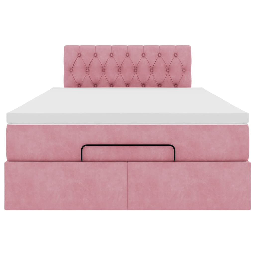 Ottoman bed met matras en LED's 120x200cm fluweel roze