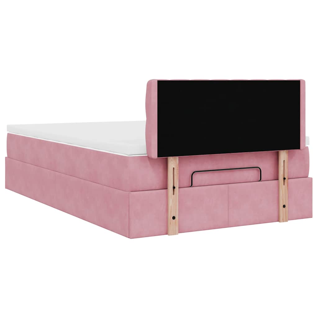Ottoman bed met matras en LED's 120x200cm fluweel roze