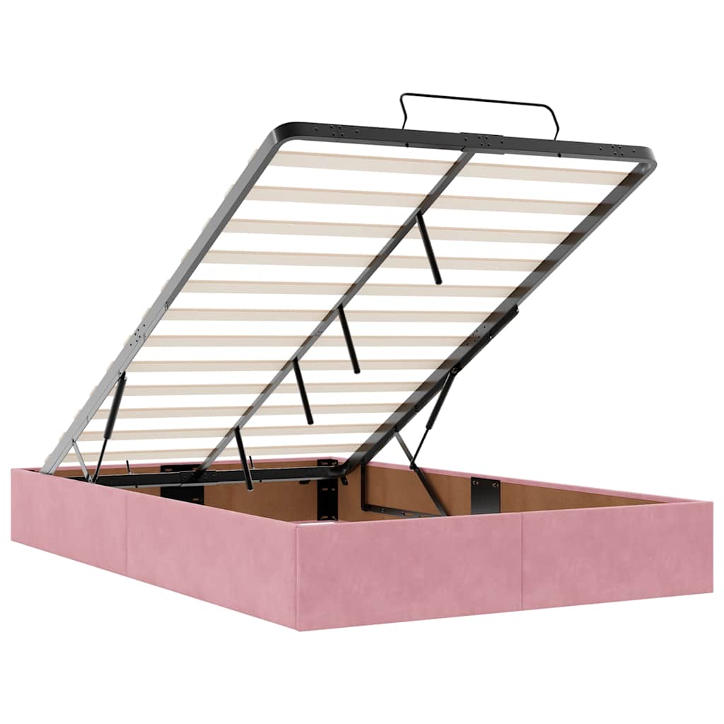 Ottoman bed met matras en LED's 120x200cm fluweel roze