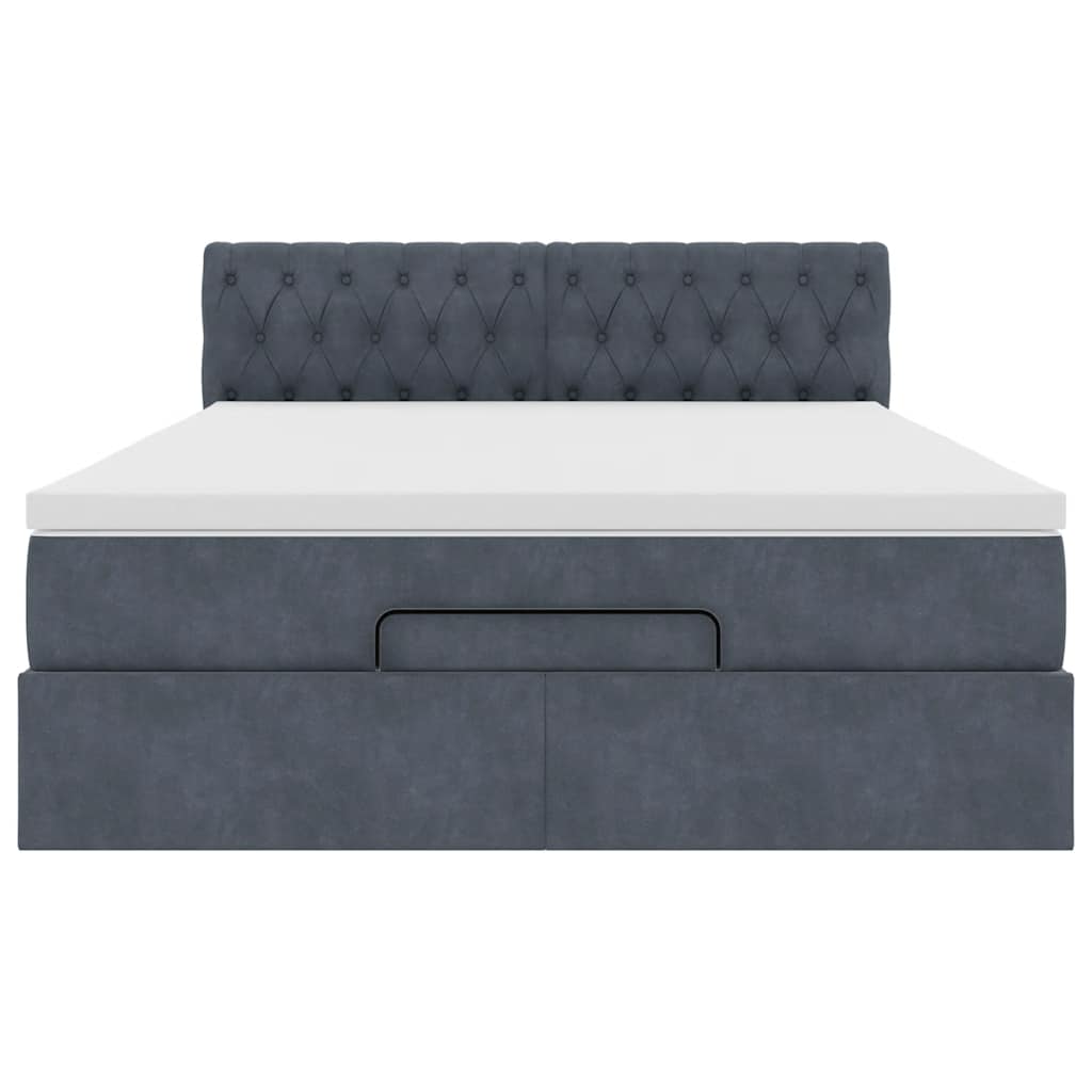 Ottoman bed met matras en LED's 140x190cm fluweel donkergrijs is nu te koop bij PeponiXL, paradijselijk wonen!