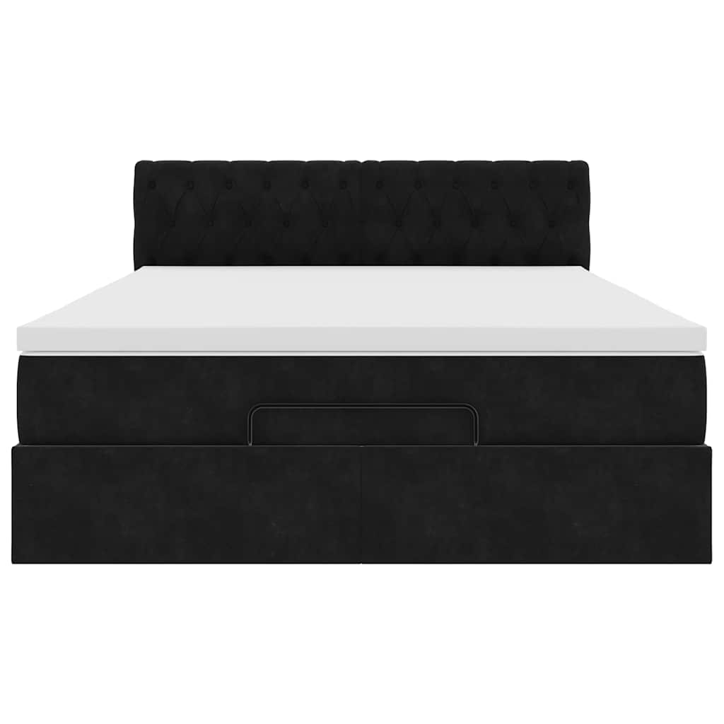 Ottoman bed met matras en LED's 140x190cm fluweel zwart is nu te koop bij PeponiXL, paradijselijk wonen!
