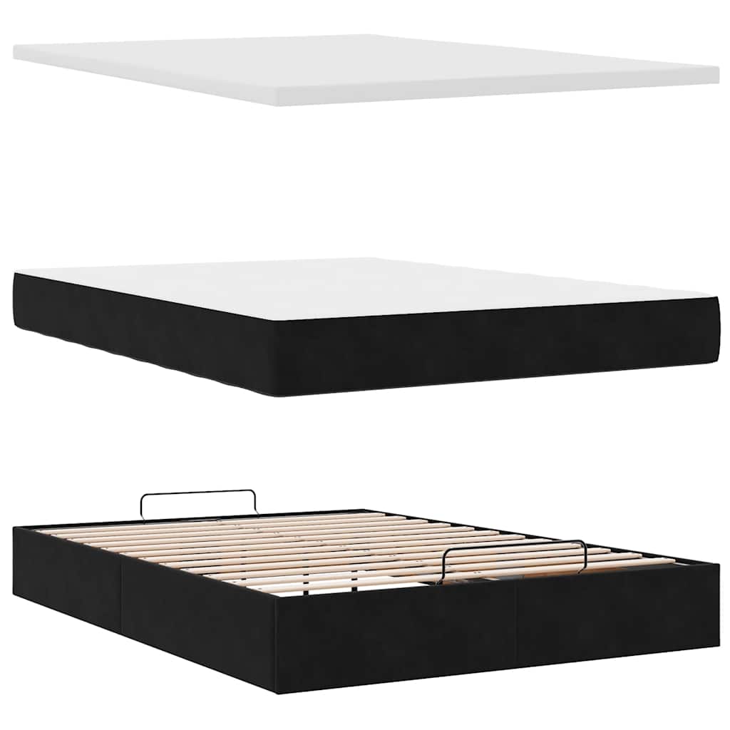 Ottoman bed met matras en LED's 140x190cm fluweel zwart is nu te koop bij PeponiXL, paradijselijk wonen!