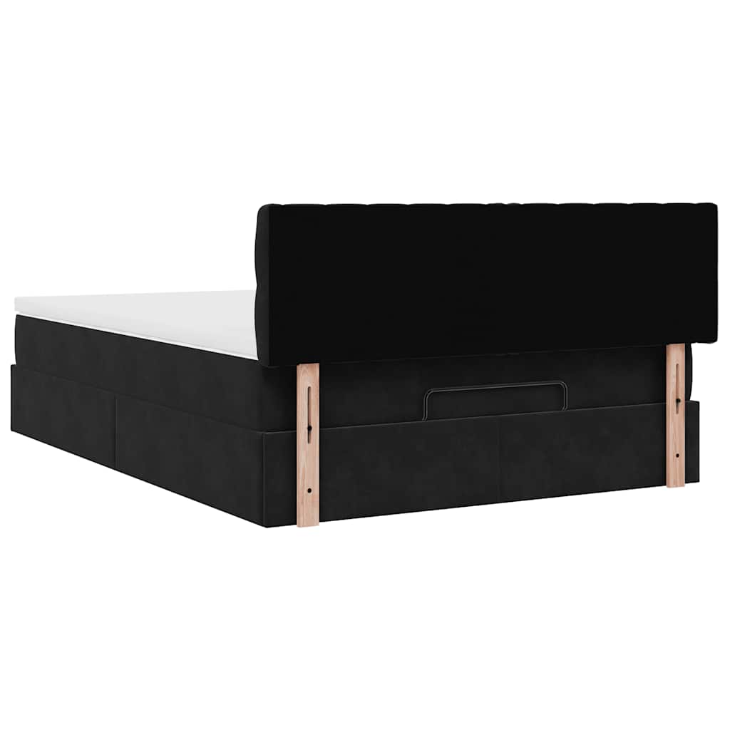 Ottoman bed met matras en LED's 140x190cm fluweel zwart is nu te koop bij PeponiXL, paradijselijk wonen!