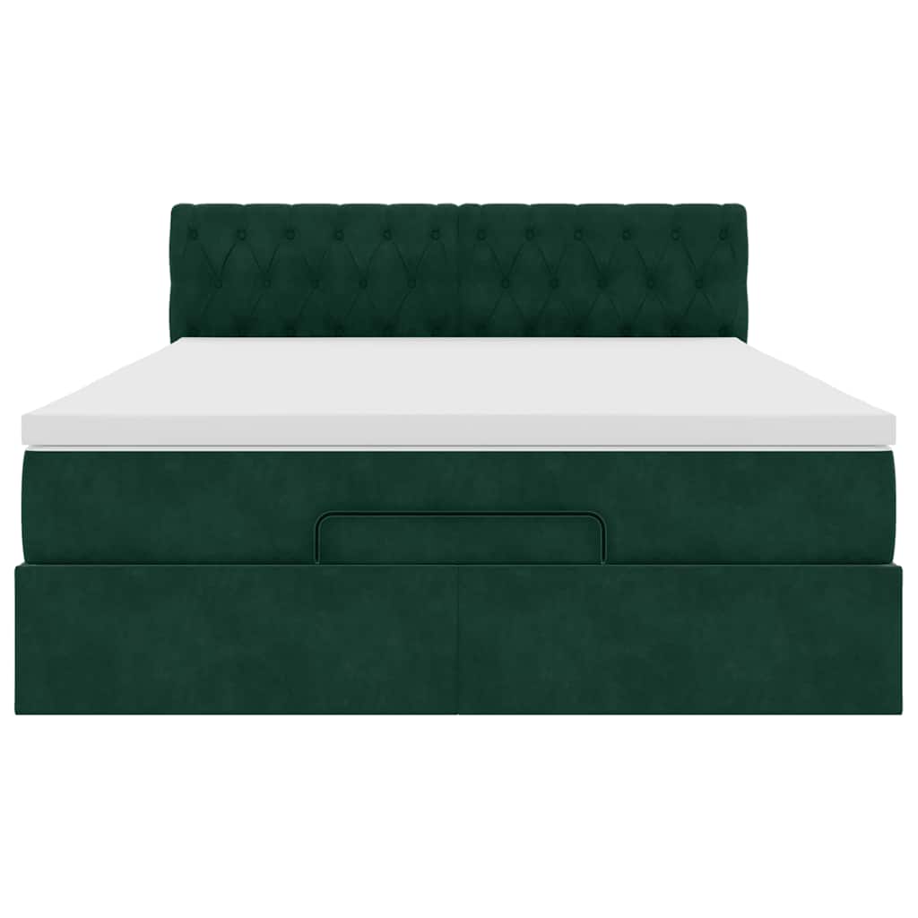 Ottoman bed met matras en LED's 140x190cm fluweel donkergroen is nu te koop bij PeponiXL, paradijselijk wonen!