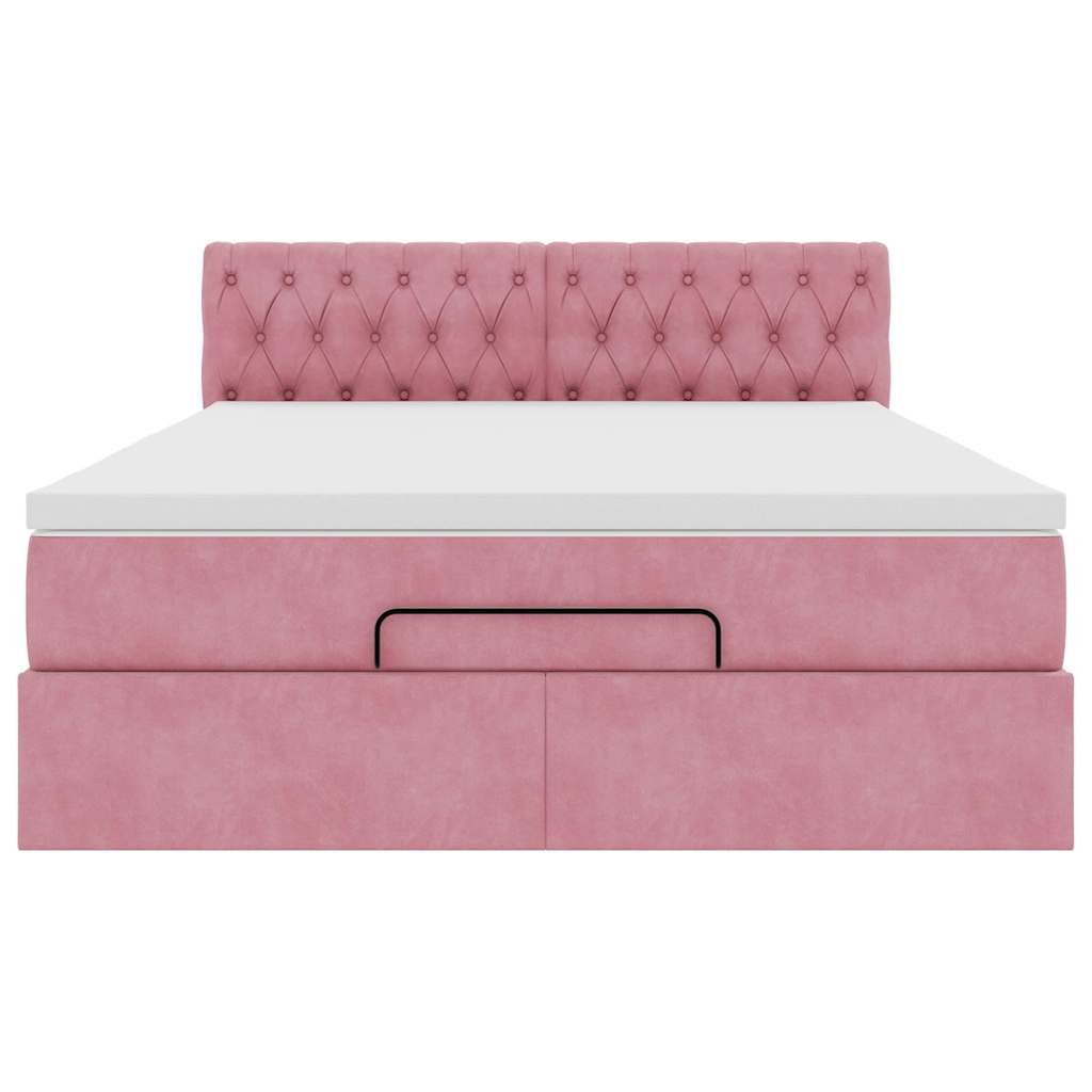 Ottoman bed met matras en LED's 140x190cm fluweel roze is nu te koop bij PeponiXL, paradijselijk wonen!