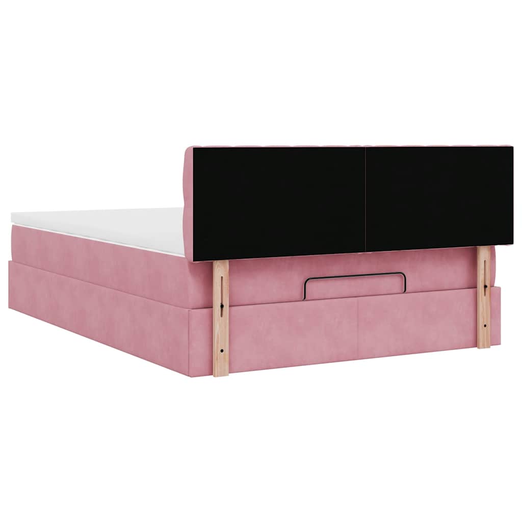 Ottoman bed met matras en LED's 140x190cm fluweel roze is nu te koop bij PeponiXL, paradijselijk wonen!