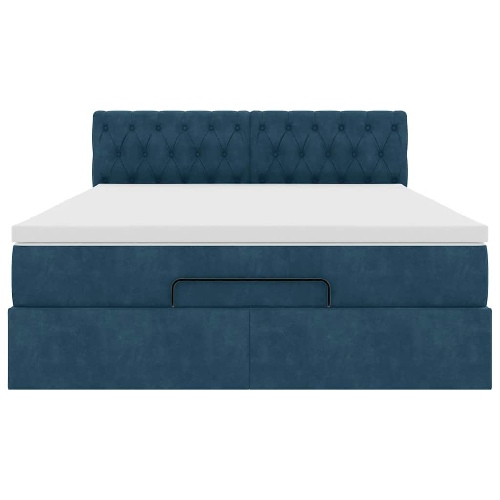 Ottoman bed met matras en LED's 140x200cm fluweel donkerblauw