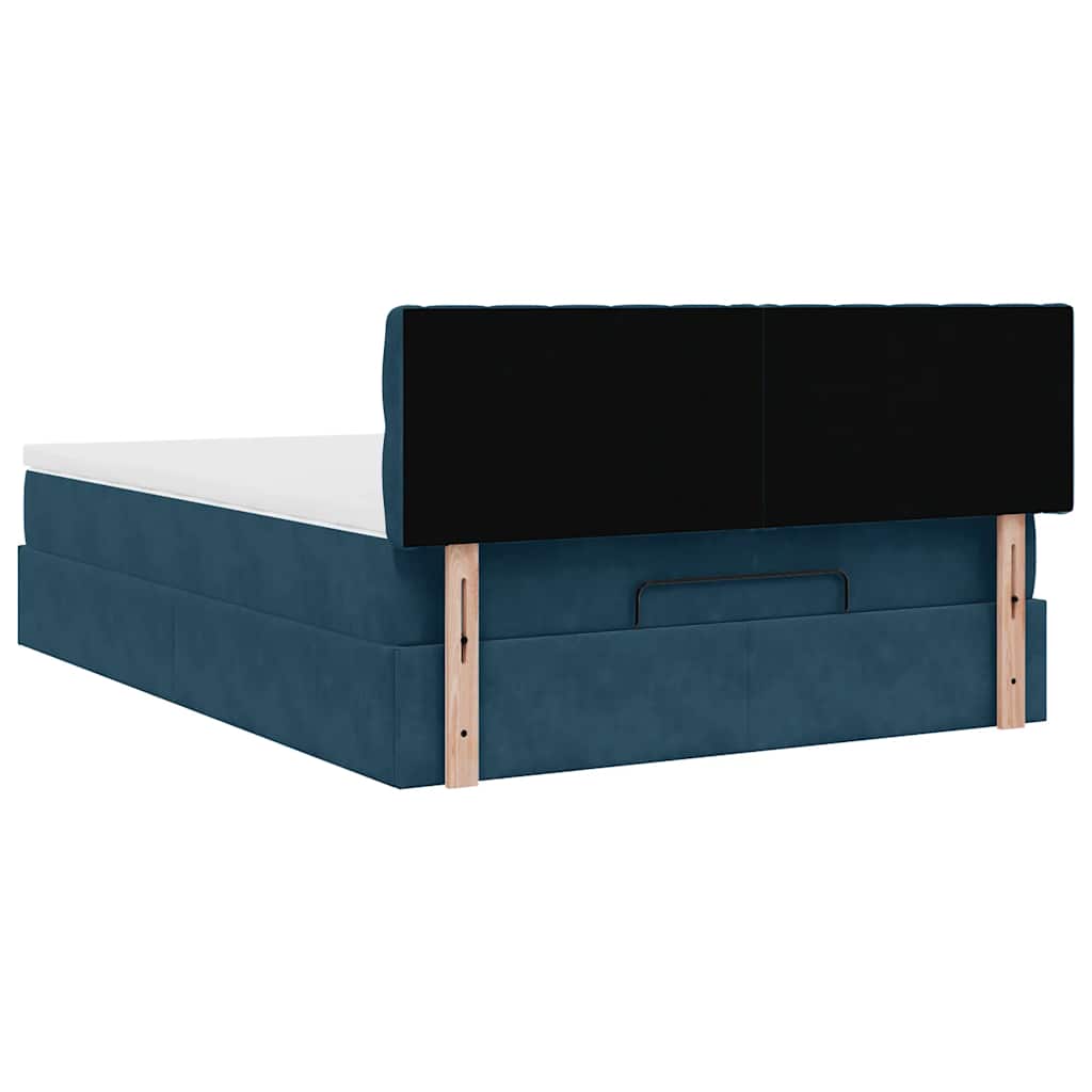 Ottoman bed met matras en LED's 140x200cm fluweel donkerblauw