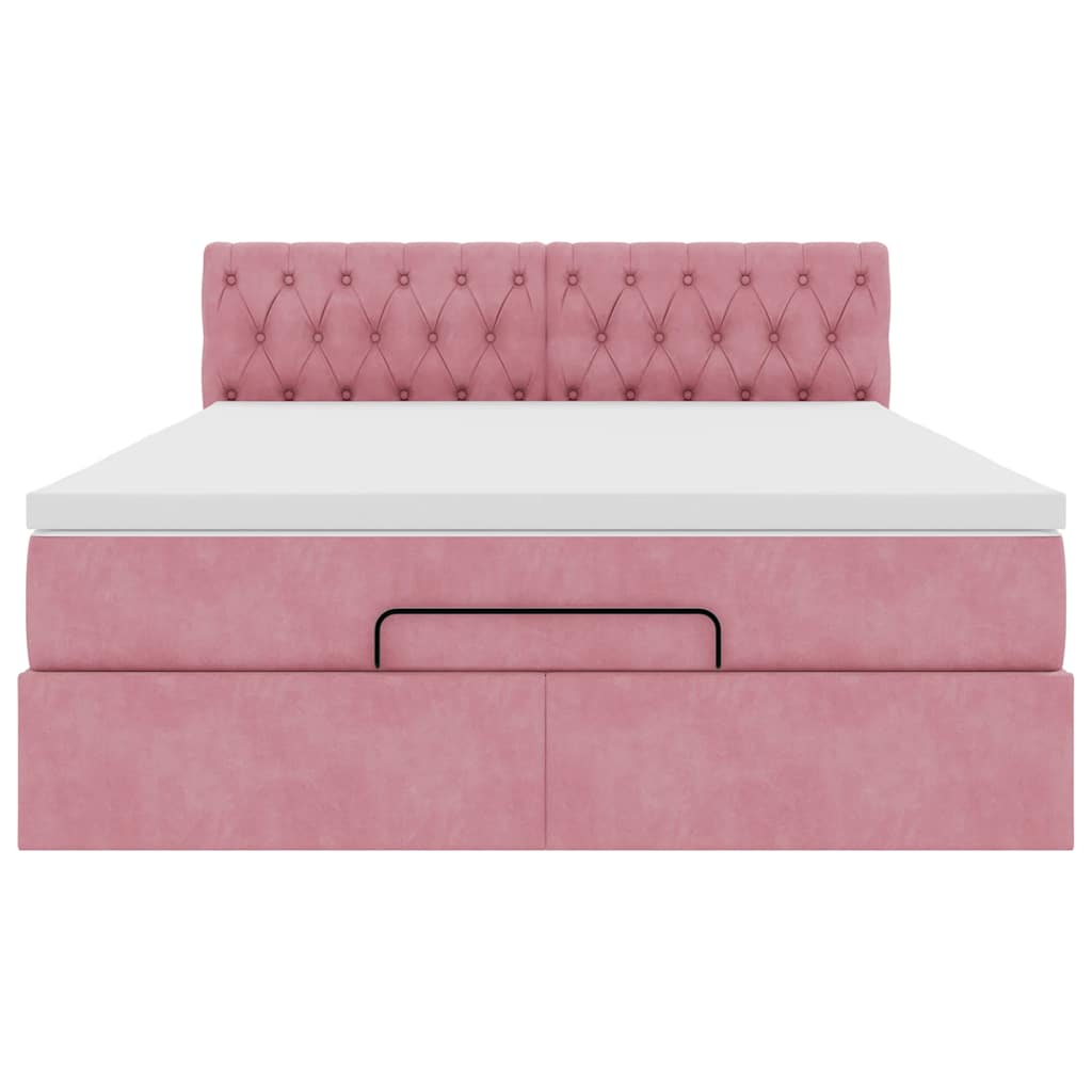 Ottoman bed met matras en LED's 140x200cm fluweel roze is nu te koop bij PeponiXL, paradijselijk wonen!