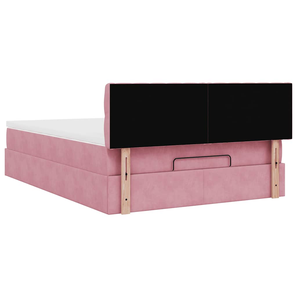 Ottoman bed met matras en LED's 140x200cm fluweel roze is nu te koop bij PeponiXL, paradijselijk wonen!