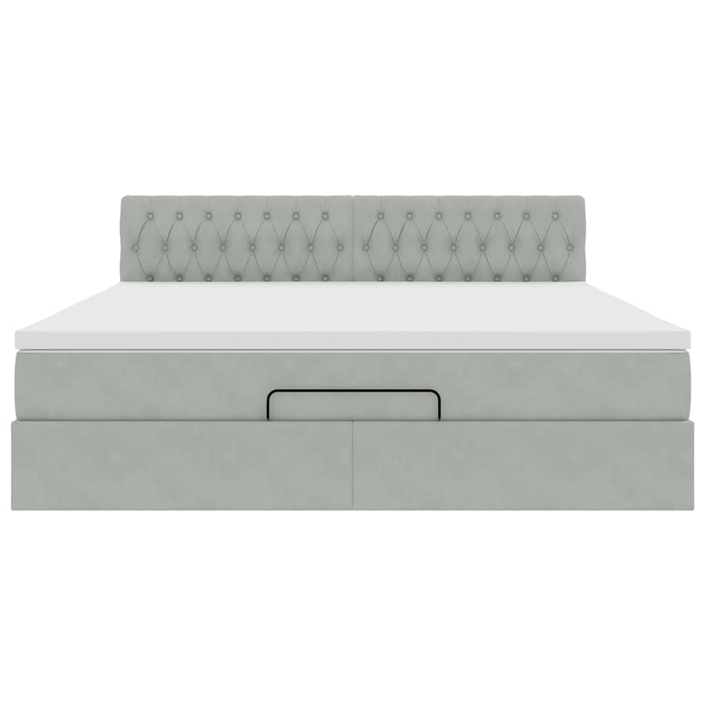 Ottoman bed met matras en LED's 160x200cm fluweel lichtgrijs is nu te koop bij PeponiXL, paradijselijk wonen!