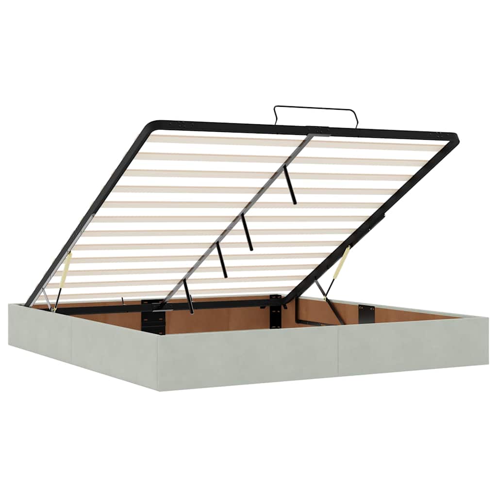 Ottoman bed met matras en LED's 160x200cm fluweel lichtgrijs is nu te koop bij PeponiXL, paradijselijk wonen!