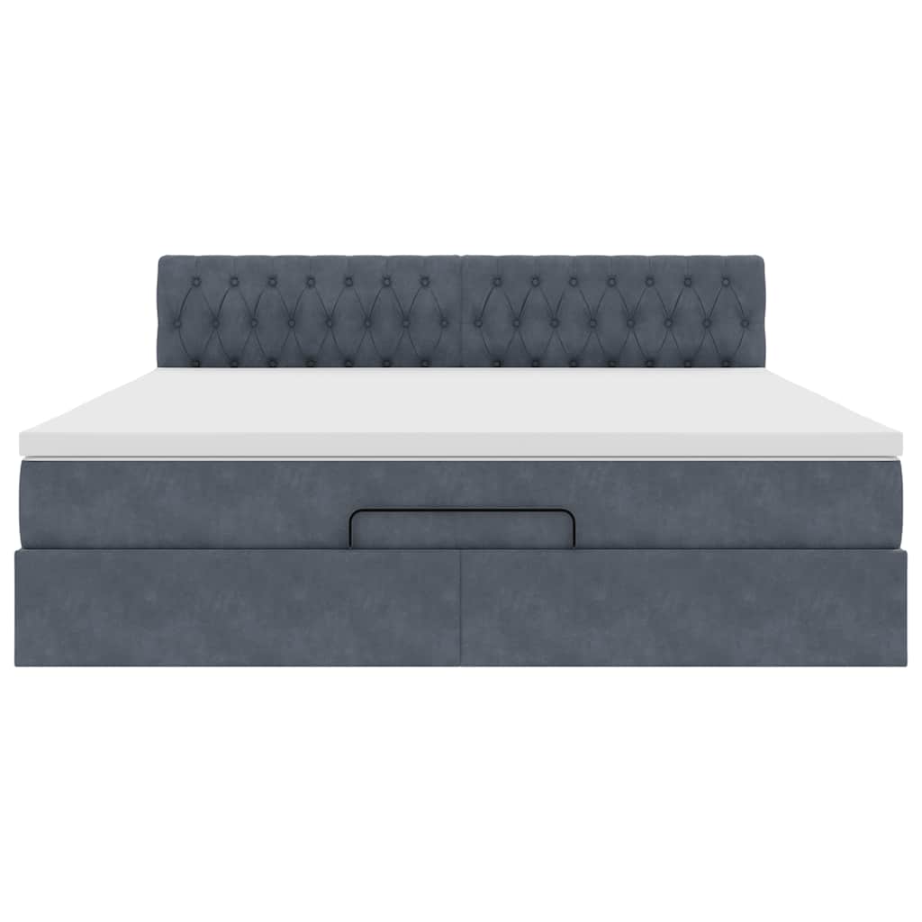 Ottoman bed met matras en LED's 160x200cm fluweel donkergrijs is nu te koop bij PeponiXL, paradijselijk wonen!