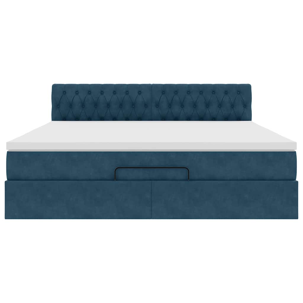 Ottoman bed met matras en LED's 160x200cm fluweel donkerblauw