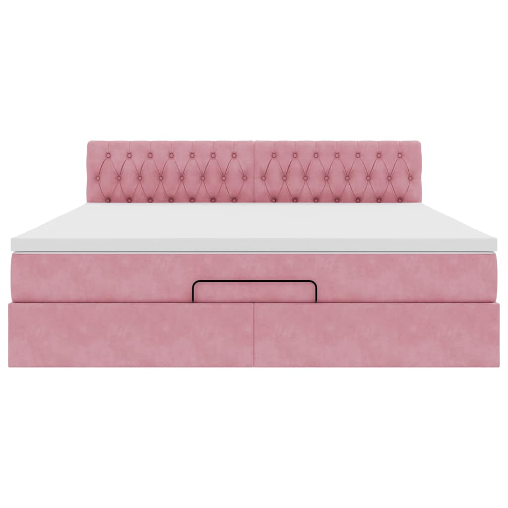 Ottoman bed met matras en LED's 160x200cm fluweel roze is nu te koop bij PeponiXL, paradijselijk wonen!