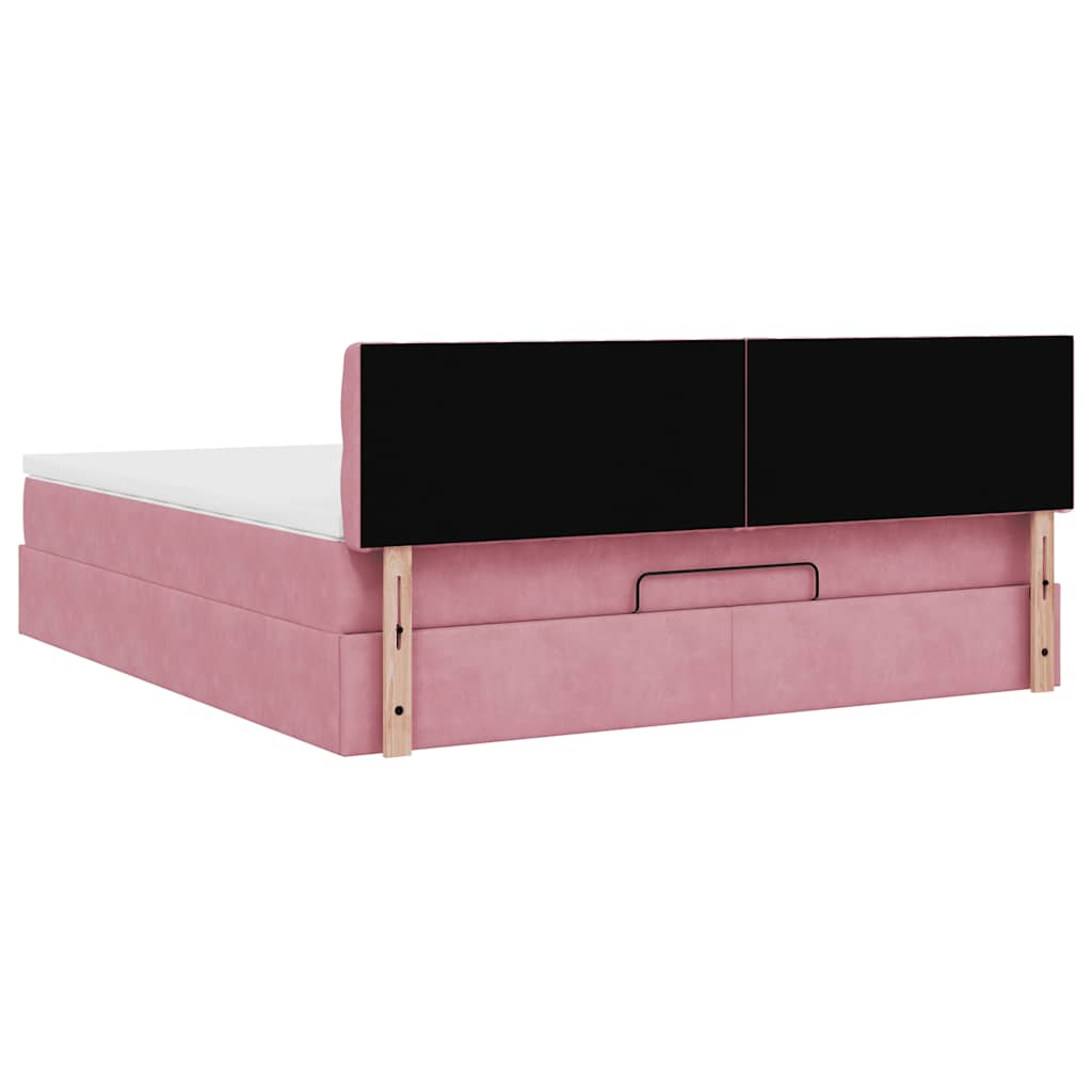 Ottoman bed met matras en LED's 160x200cm fluweel roze is nu te koop bij PeponiXL, paradijselijk wonen!