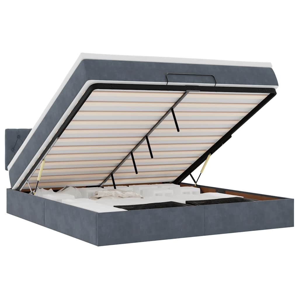 Ottoman bed met matras en LED's 180x200cm fluweel donkergrijs is nu te koop bij PeponiXL, paradijselijk wonen!