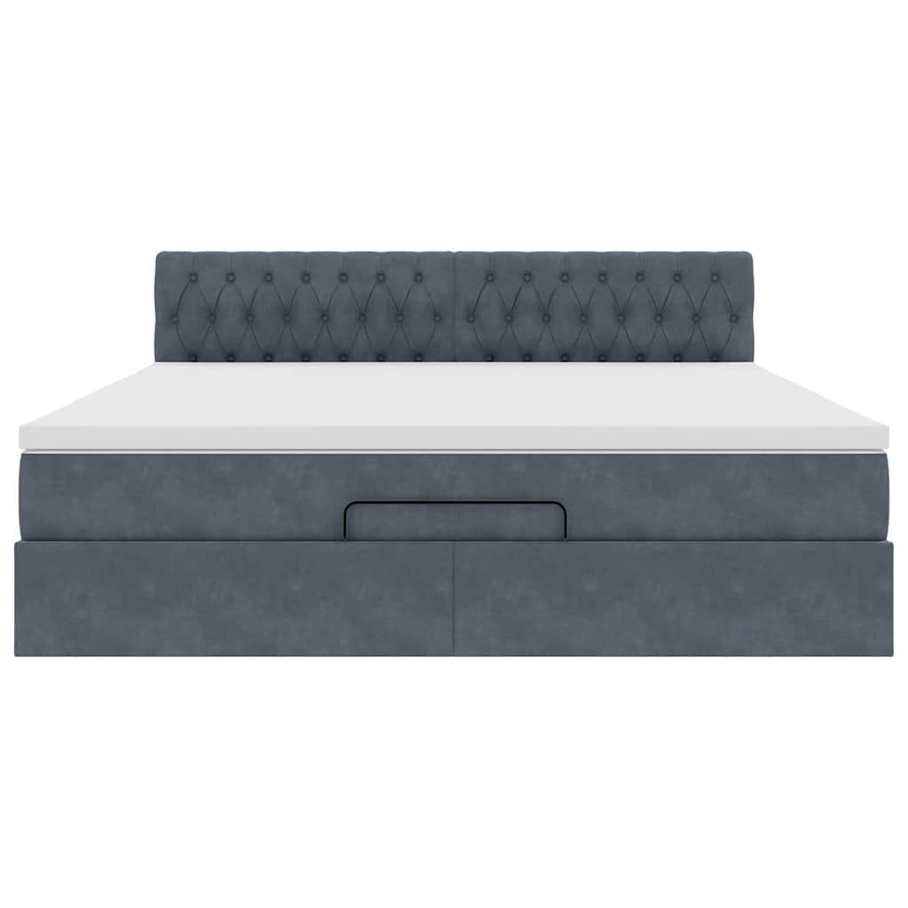 Ottoman bed met matras en LED's 180x200cm fluweel donkergrijs is nu te koop bij PeponiXL, paradijselijk wonen!