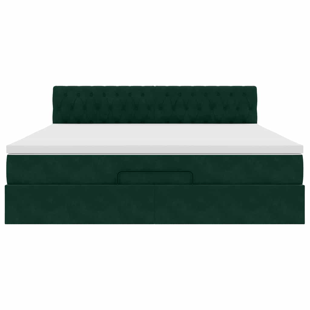 Ottoman bed met matras en LED's 180x200 cm fluweel donkergroen is nu te koop bij PeponiXL, paradijselijk wonen!