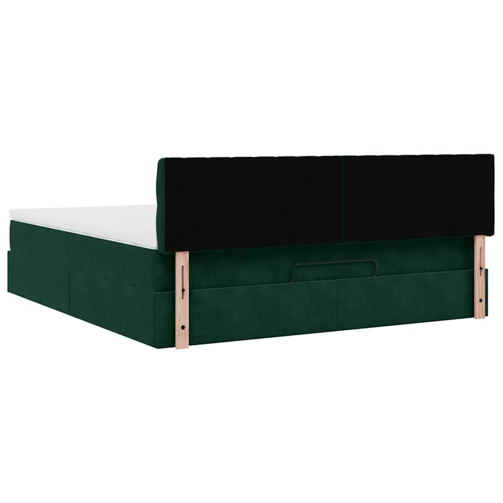 Ottoman bed met matras en LED's 180x200 cm fluweel donkergroen is nu te koop bij PeponiXL, paradijselijk wonen!