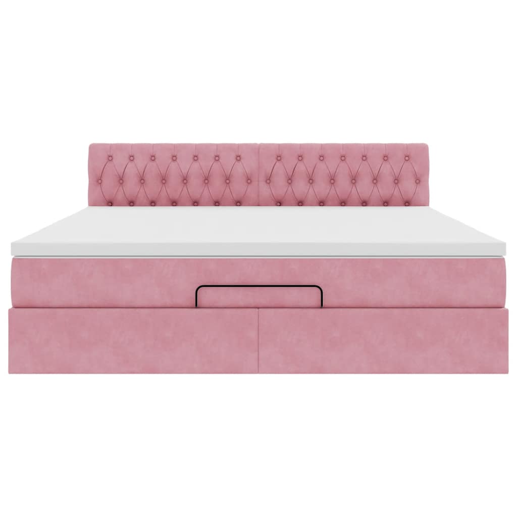 Bed poef met matras en LED's 180x200 cm fluweel roze is nu te koop bij PeponiXL, paradijselijk wonen!