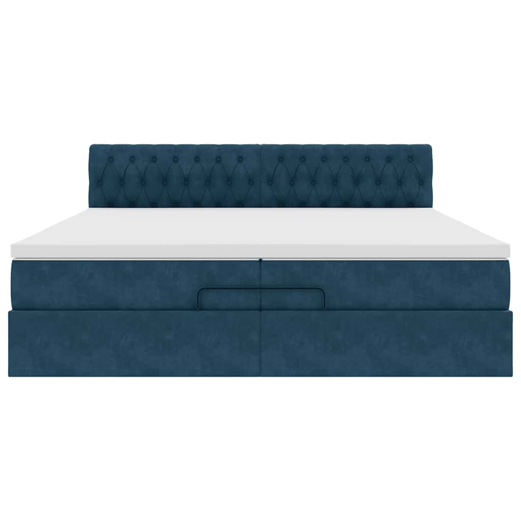 Bed poef met matrassen en leds 200x200 cm fluweel donkerblauw is nu te koop bij PeponiXL, paradijselijk wonen!