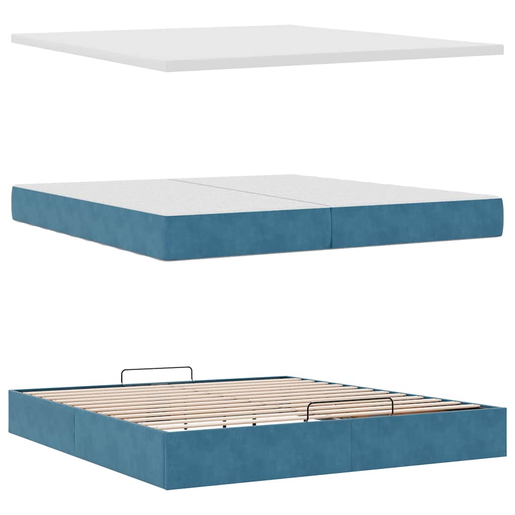 Bed poef met matrassen en leds 200x200 cm fluweel donkerblauw is nu te koop bij PeponiXL, paradijselijk wonen!