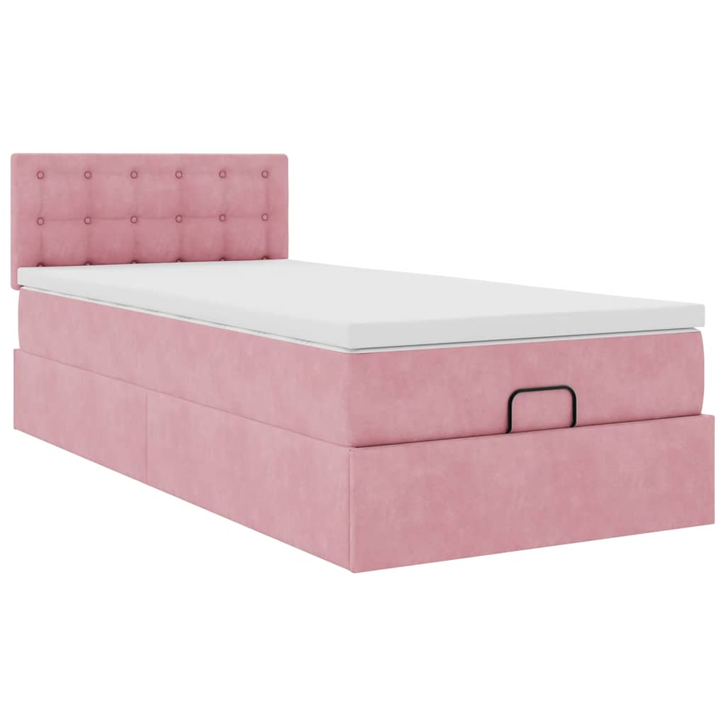Bed poef met matras en LED's 80x200 cm fluweel roze is nu te koop bij PeponiXL, paradijselijk wonen!