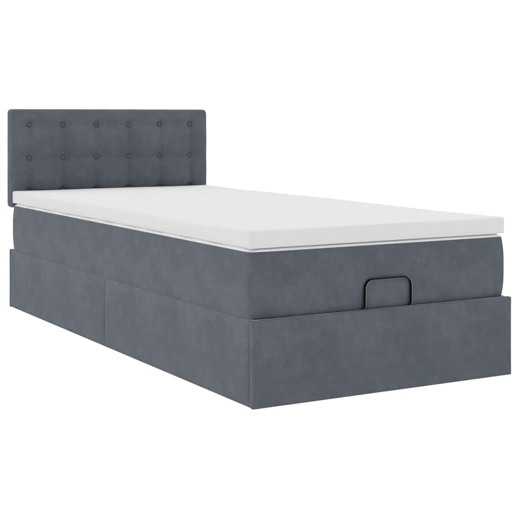 Ottoman bed met matras en LED's 90x200cm fluweel donkergrijs is nu te koop bij PeponiXL, paradijselijk wonen!