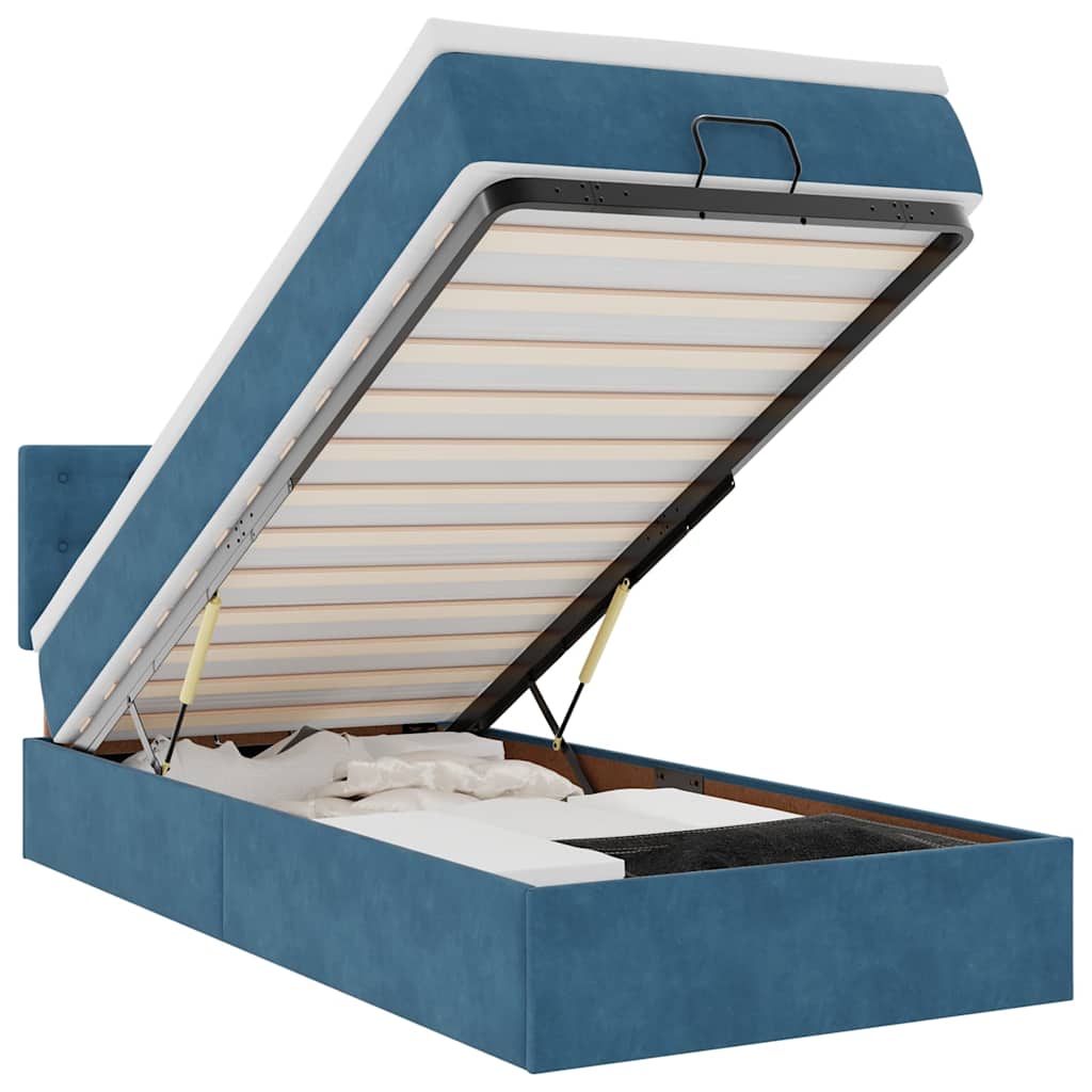 Ottoman bed met matras en LED's 90x200cm fluweel donkerblauw is nu te koop bij PeponiXL, paradijselijk wonen!