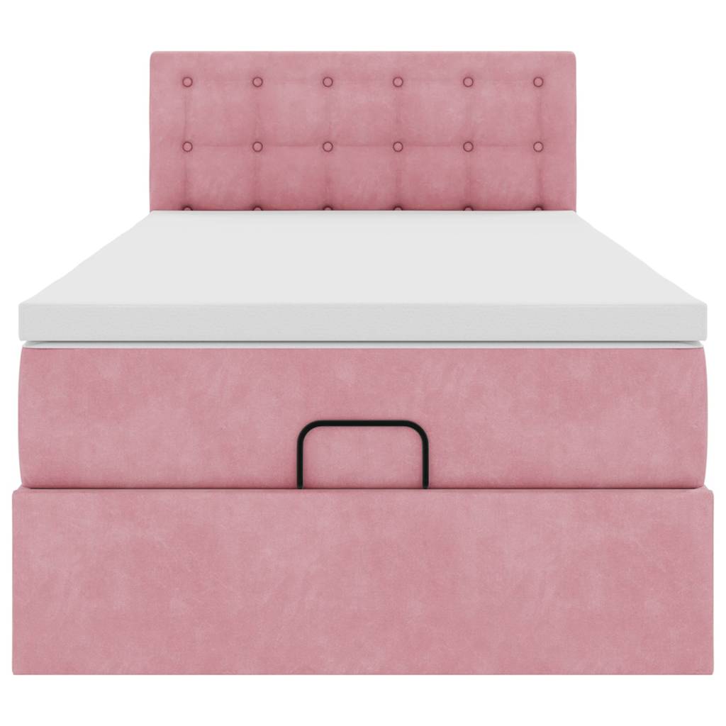Ottoman bed met matras en LED's 100x200 cm fluweel roze is nu te koop bij PeponiXL, paradijselijk wonen!