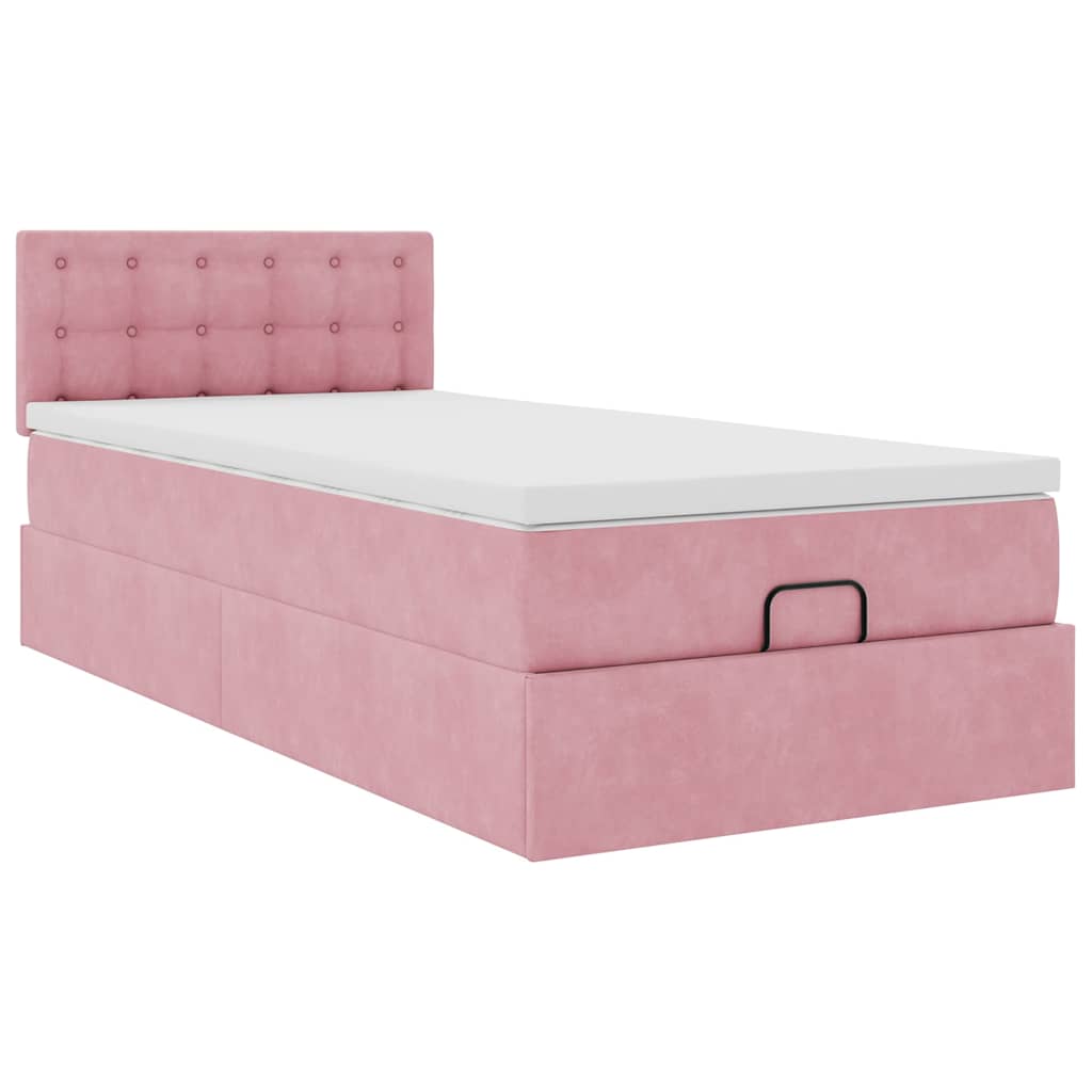 Ottoman bed met matras en LED's 100x200 cm fluweel roze is nu te koop bij PeponiXL, paradijselijk wonen!