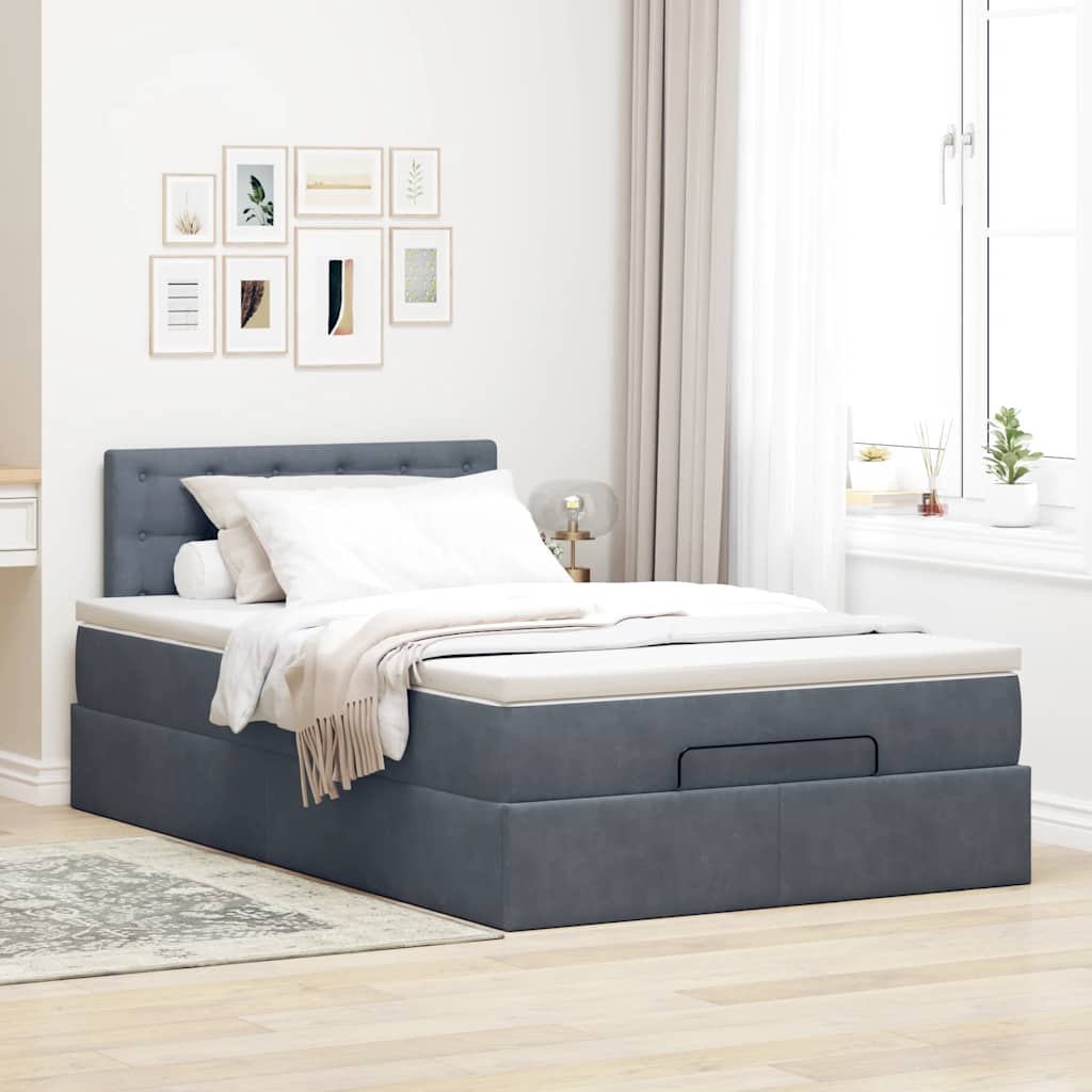 Bed poef met matras en LED's 120x190 cm fluweel donkergrijs is nu te koop bij PeponiXL, paradijselijk wonen!