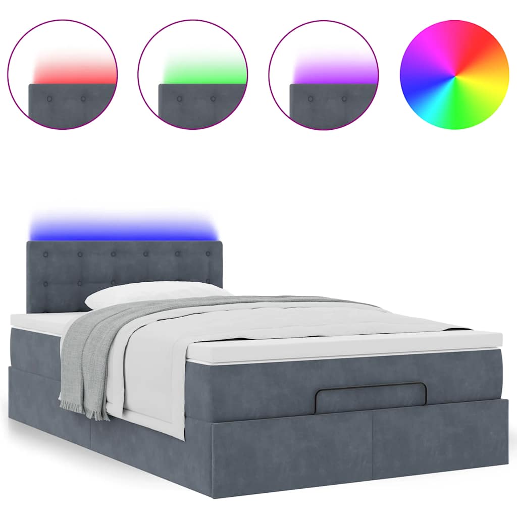 Bed poef met matras en LED's 120x190 cm fluweel donkergrijs is nu te koop bij PeponiXL, paradijselijk wonen!