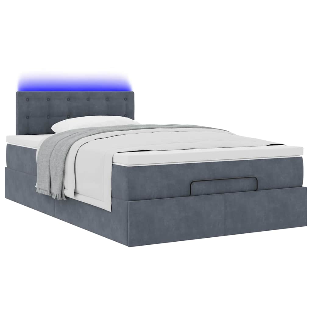 Bed poef met matras en LED's 120x190 cm fluweel donkergrijs is nu te koop bij PeponiXL, paradijselijk wonen!