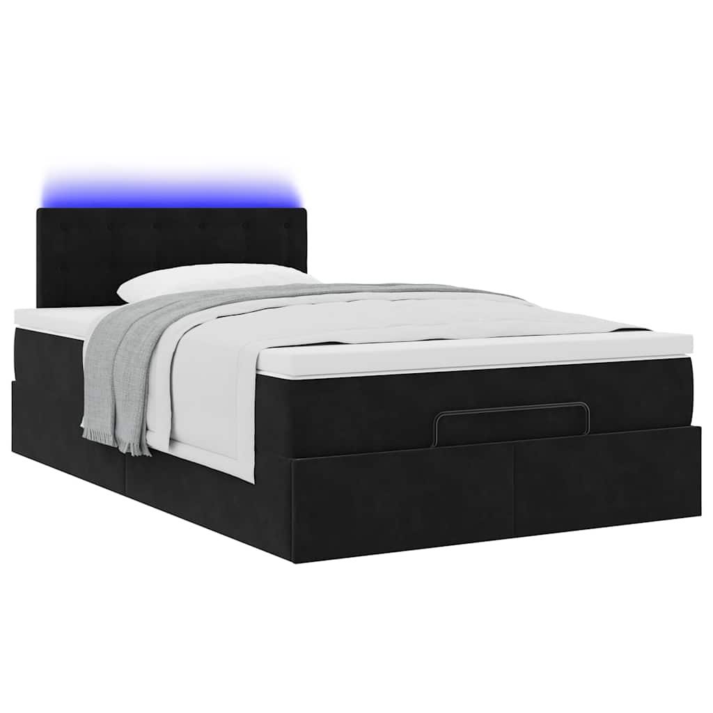 Bed poef met matras en LED's 120x190 cm fluweel zwart is nu te koop bij PeponiXL, paradijselijk wonen!