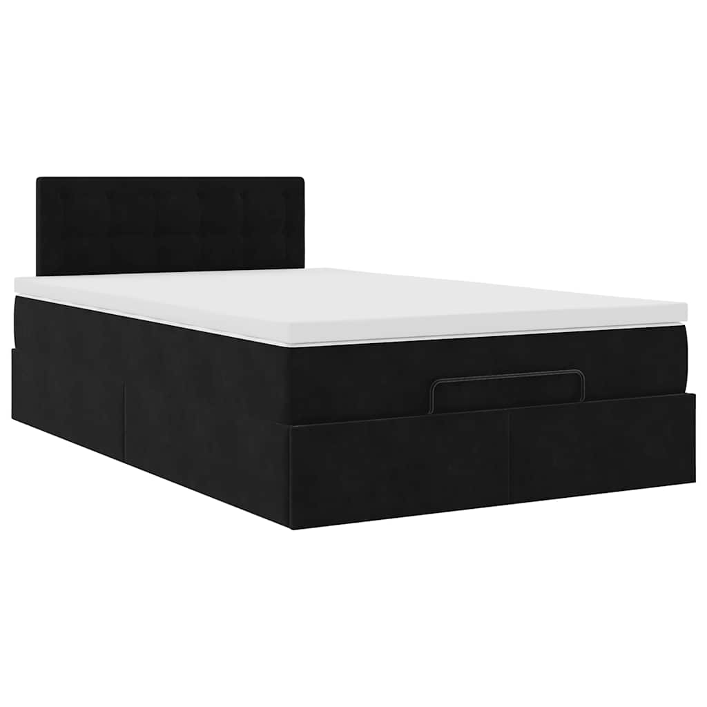 Bed poef met matras en LED's 120x190 cm fluweel zwart is nu te koop bij PeponiXL, paradijselijk wonen!
