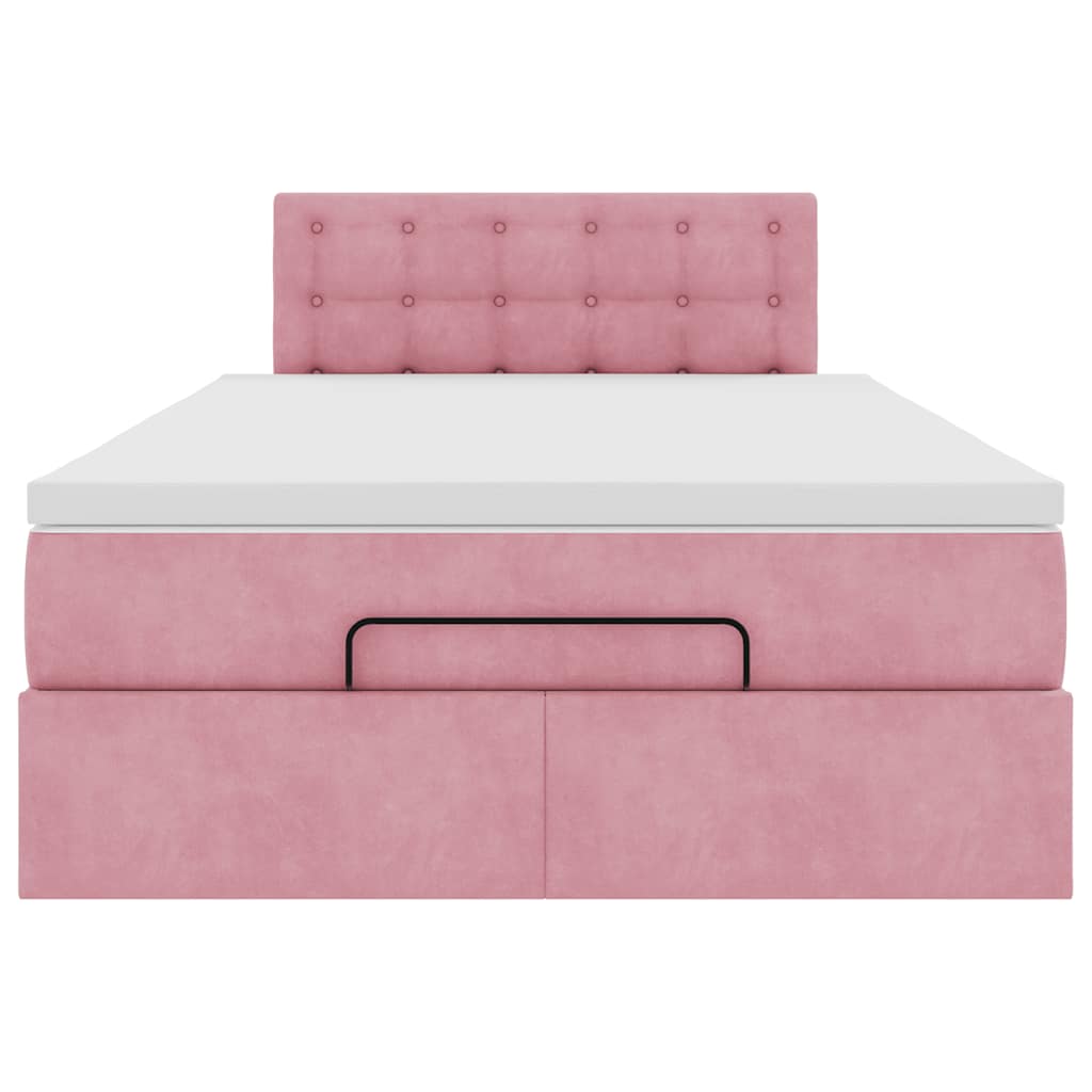 Bed poef met matras en LED's 120x190 cm fluweel roze is nu te koop bij PeponiXL, paradijselijk wonen!