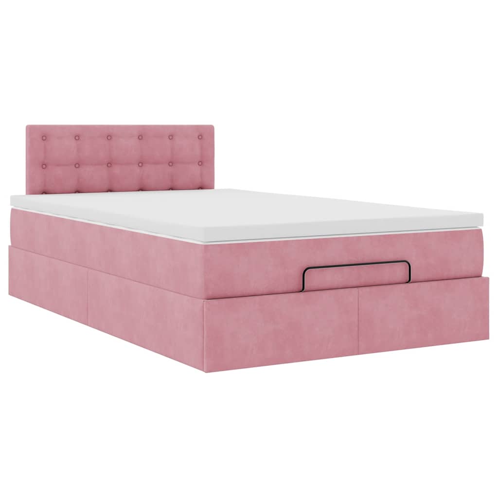 Bed poef met matras en LED's 120x190 cm fluweel roze is nu te koop bij PeponiXL, paradijselijk wonen!