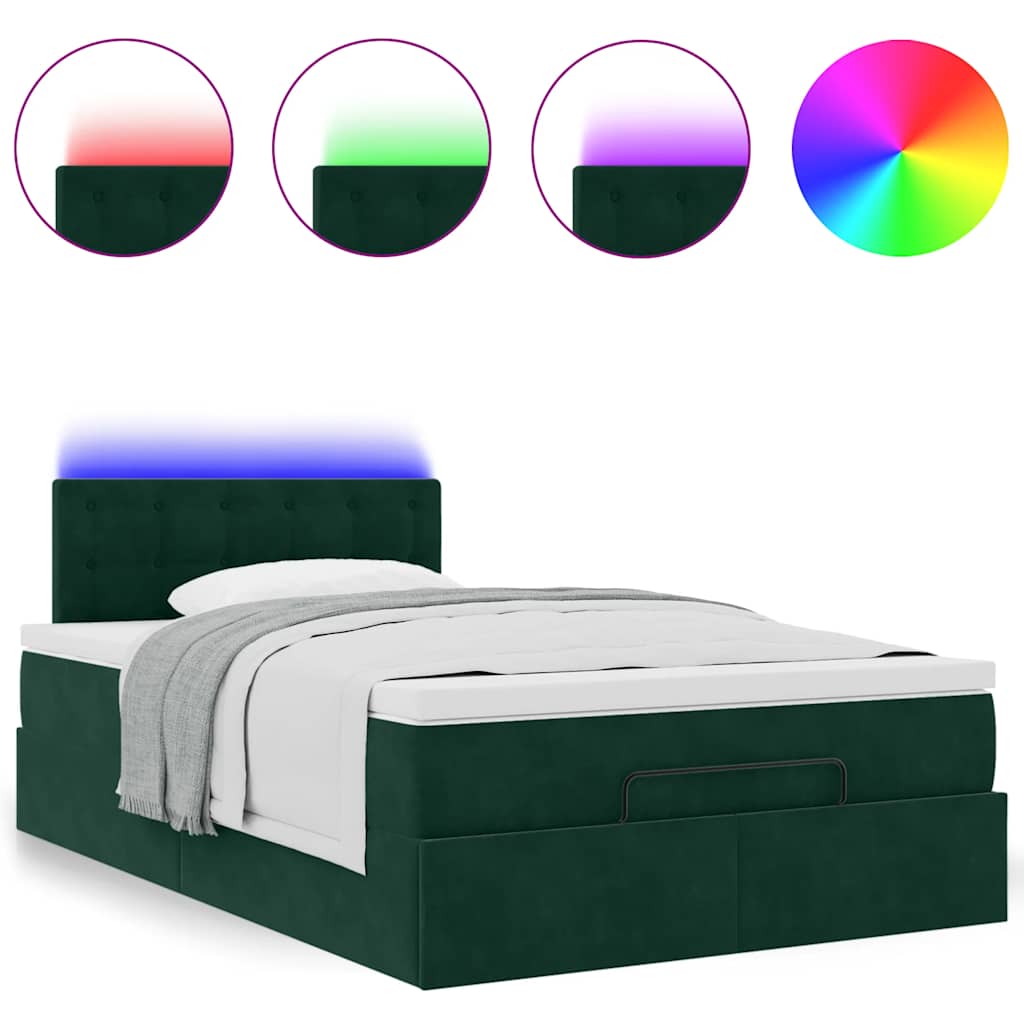 Ottoman bed met matras en LED's 120x200cm fluweel donkergroen is nu te koop bij PeponiXL, paradijselijk wonen!