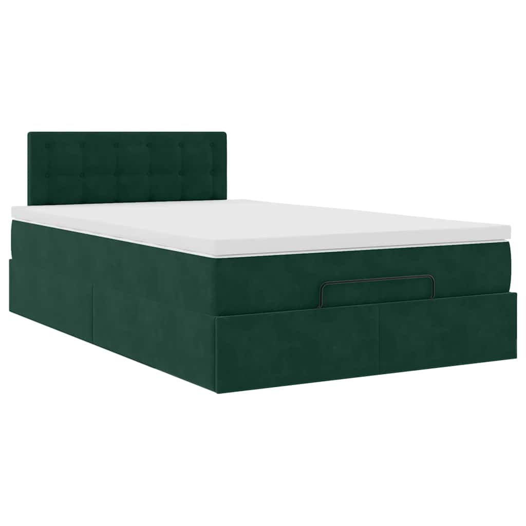 Ottoman bed met matras en LED's 120x200cm fluweel donkergroen is nu te koop bij PeponiXL, paradijselijk wonen!