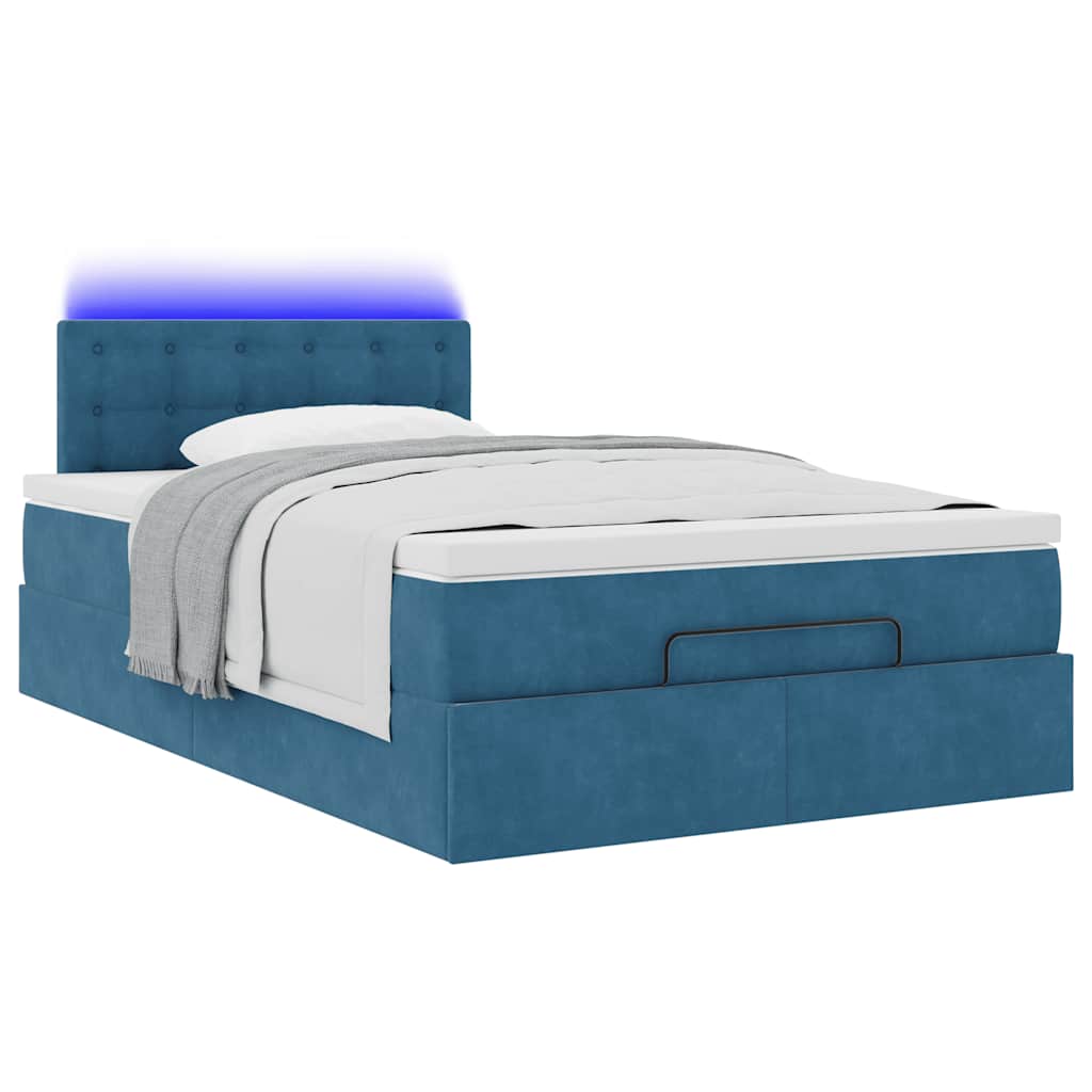 Ottoman bed met matras en LED's 120x200cm fluweel donkerblauw is nu te koop bij PeponiXL, paradijselijk wonen!