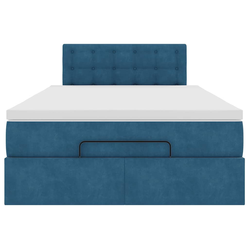 Ottoman bed met matras en LED's 120x200cm fluweel donkerblauw is nu te koop bij PeponiXL, paradijselijk wonen!