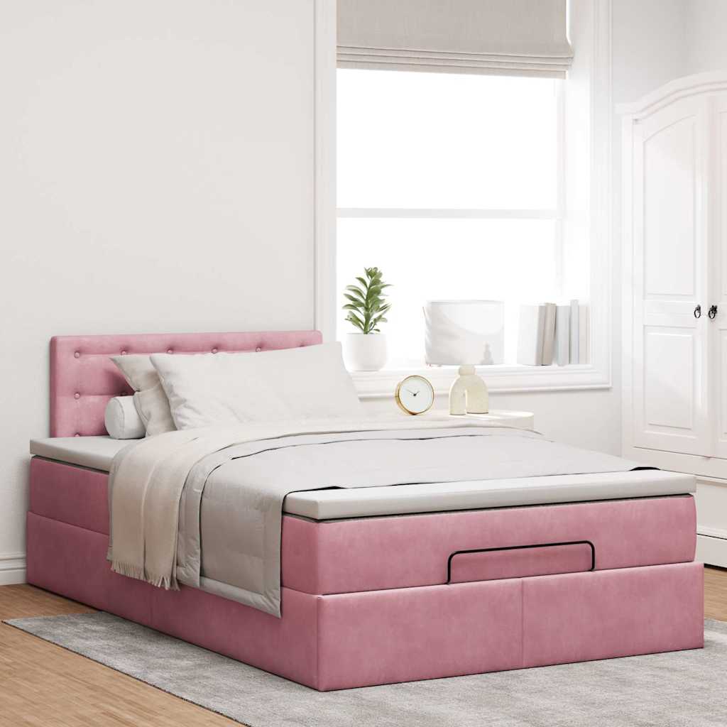 Ottoman bed met matras en LED's 120x200cm fluweel roze is nu te koop bij PeponiXL, paradijselijk wonen!