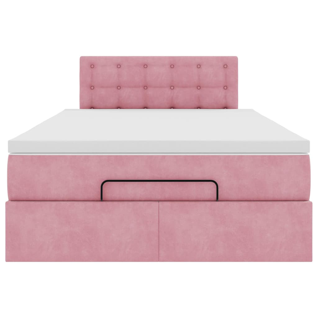 Ottoman bed met matras en LED's 120x200cm fluweel roze is nu te koop bij PeponiXL, paradijselijk wonen!