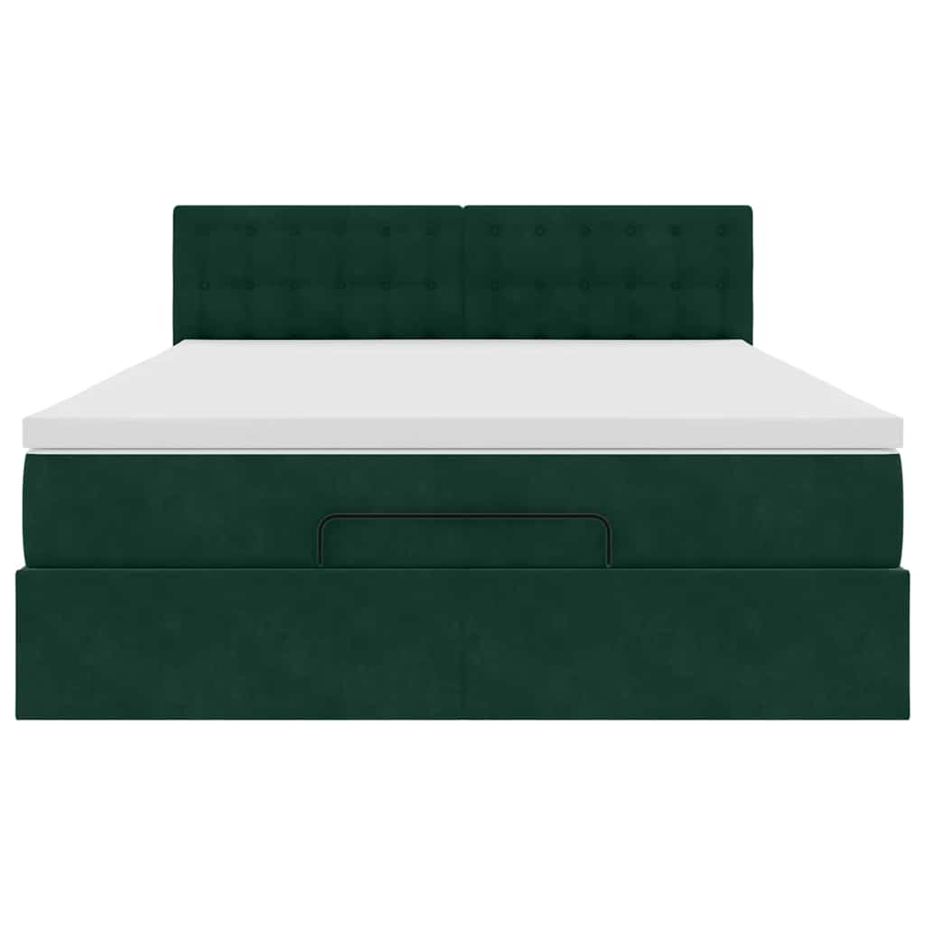 Ottoman bed met matras en LED's 140x190cm fluweel donkergroen is nu te koop bij PeponiXL, paradijselijk wonen!